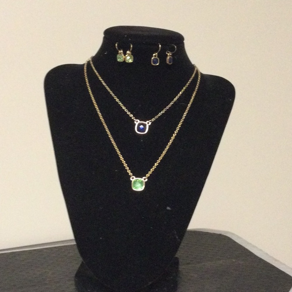 Two Dainty AVON Stone Necklaces &  Earrings